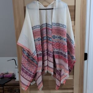 Maurices Pink and Purple Patterned Poncho